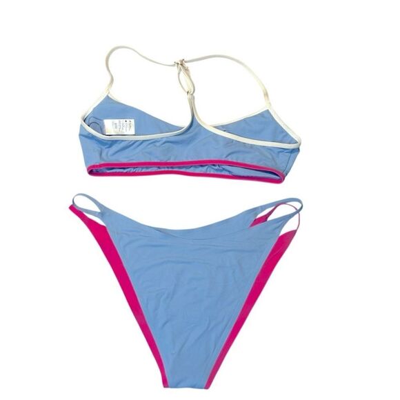 LIKE NEW L*Space Pamela Billie Bikini Set matching top bottoms pink blue large - Picture 5 of 8